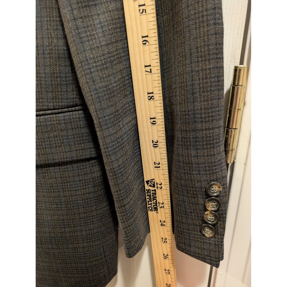 Jos A Bank Blazer Traditional Fit 42R Blue Gray Check Wool Sport Jacket - Picture 3 of 14